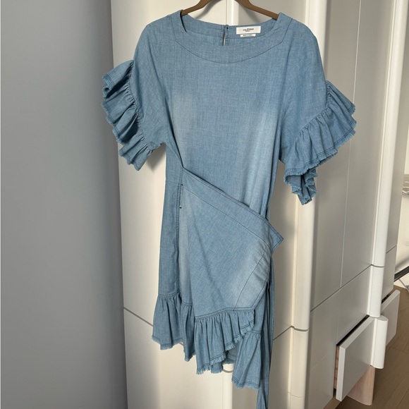 Isabel Etoile Marant Cotton Wrap Mini Dress in Blue. Size 38 - Picture 10 of 10